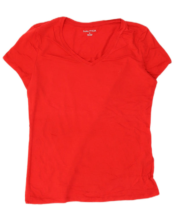 NAUTICA Camiseta Mujer Top UK 44 Medio Rojo Algodón