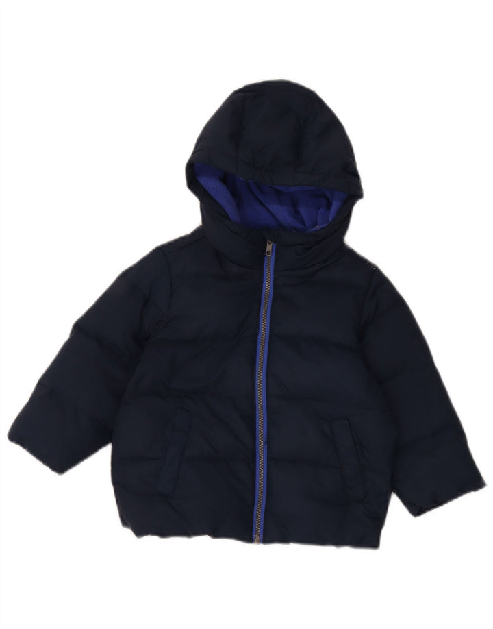 Benetton Chaqueta Acolchada Con Capucha Gráfica Para Niños 5-6 Años Azul Marino