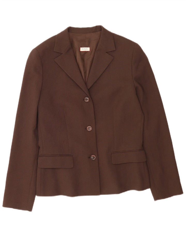 Max & Co. Chaqueta tipo blazer de 3 botones para mujer UK 44 Poliéster marrón medio