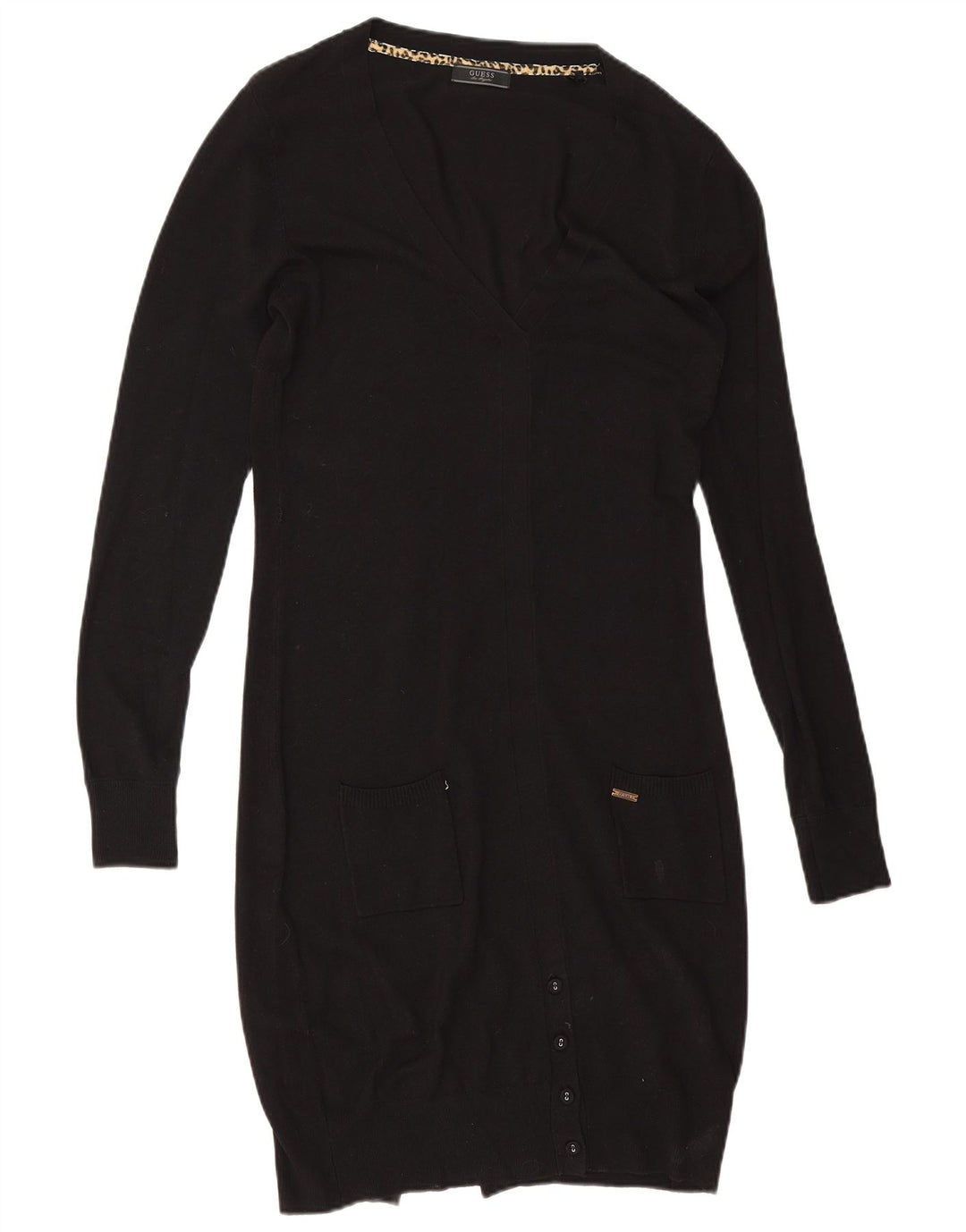 Guess Vestido tipo jersey para mujer UK 44 Viscosa negra mediana