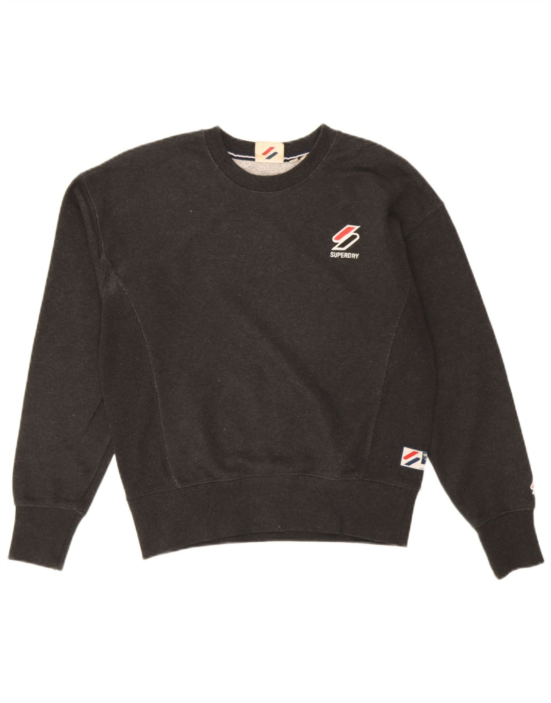 Superdry Sudadera extragrande para mujer, jersey, talla 40, talla pequeña, algodón negro