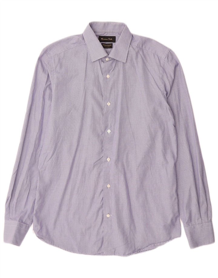 Camisa Massimo Dutti Hombre Talla 38 Mediana Azul Pata De Gallo
