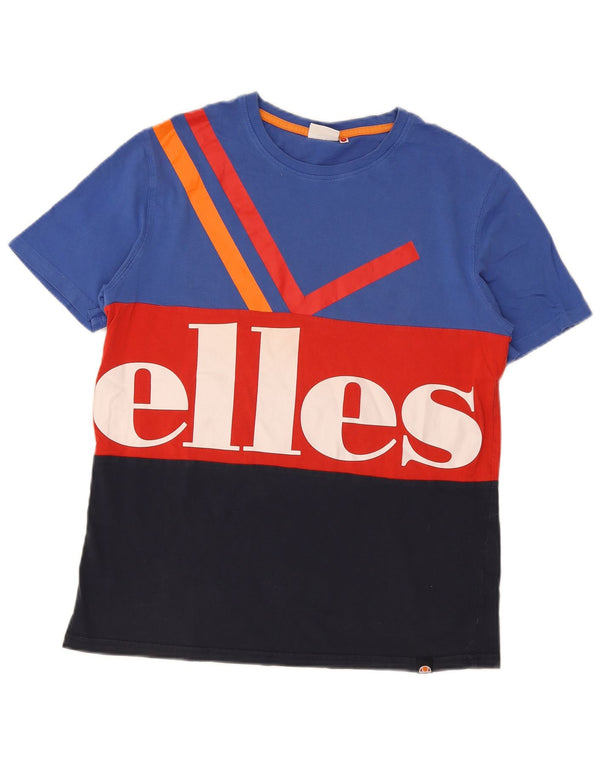 Ellesse Camiseta gráfica para hombre, camiseta pequeña de algodón con bloques de color multicolor