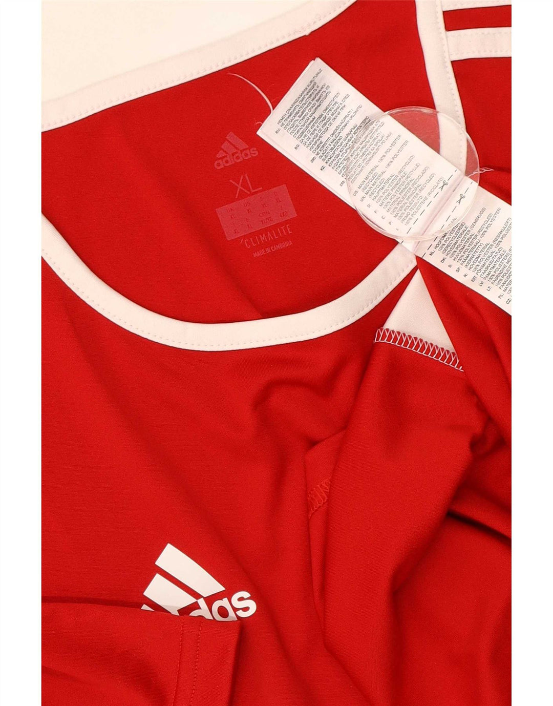 Adidas Hombre Climalite Camiseta Top XL Rojo Colorblock Poliéster