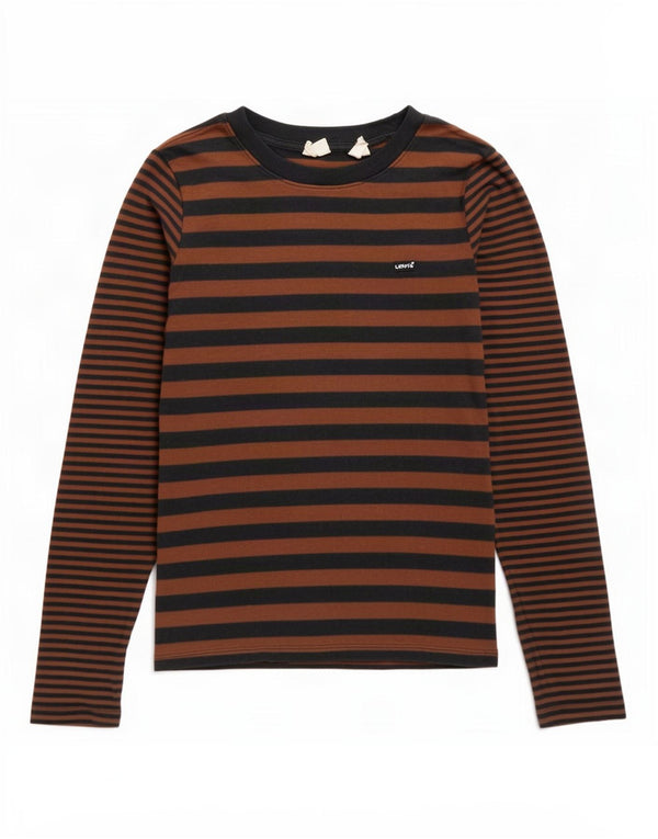 Levi's Top de mujer de manga larga UK 44 Algodón a rayas marrón medio