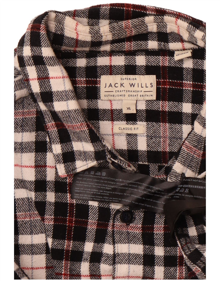 Jack Wills Camisa de franela de corte clásico a cuadros para hombre XL Algodón a cuadros negro