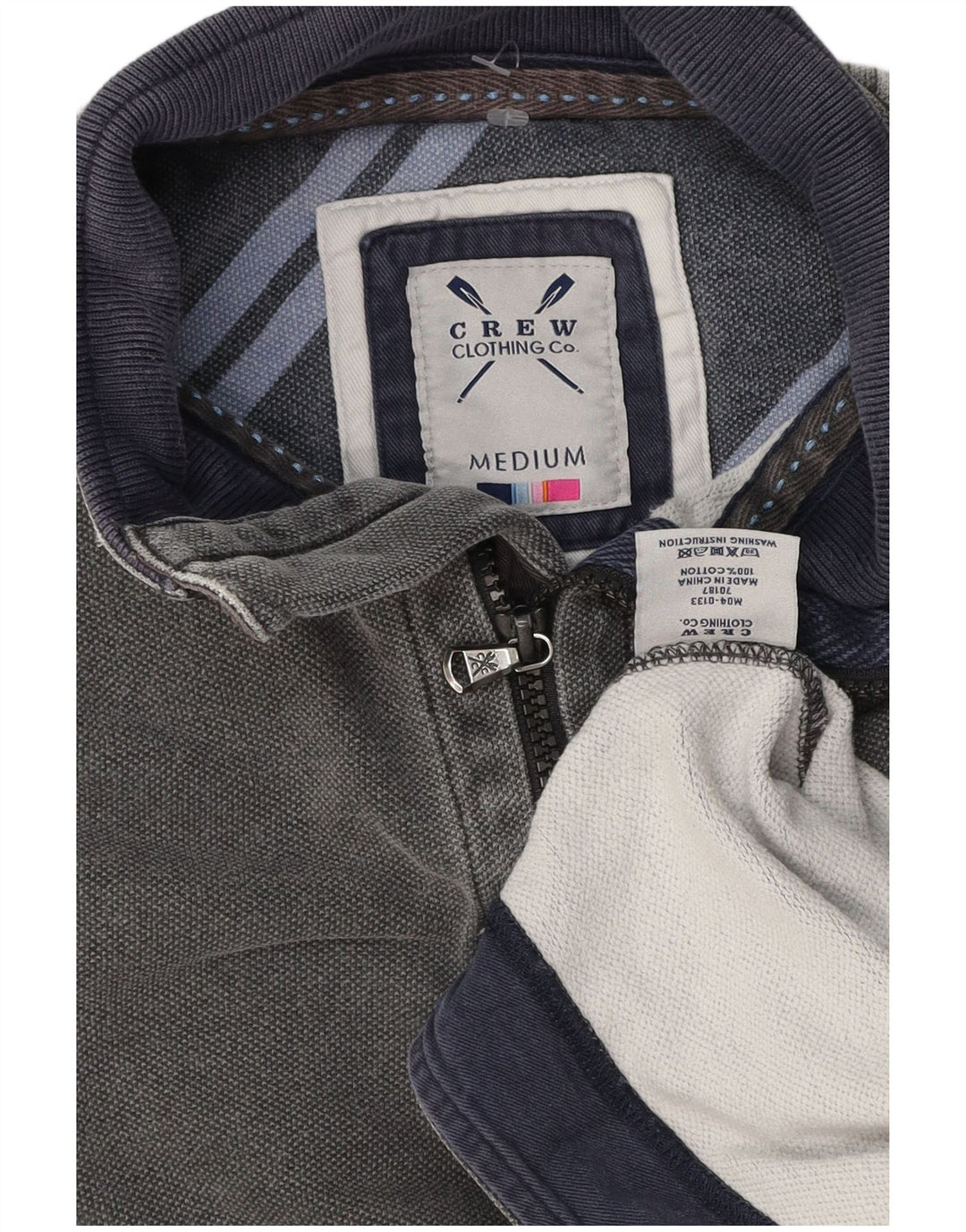 Crew Clothing - Sudadera con cuello y cremallera para hombre, jersey de algodón gris medio