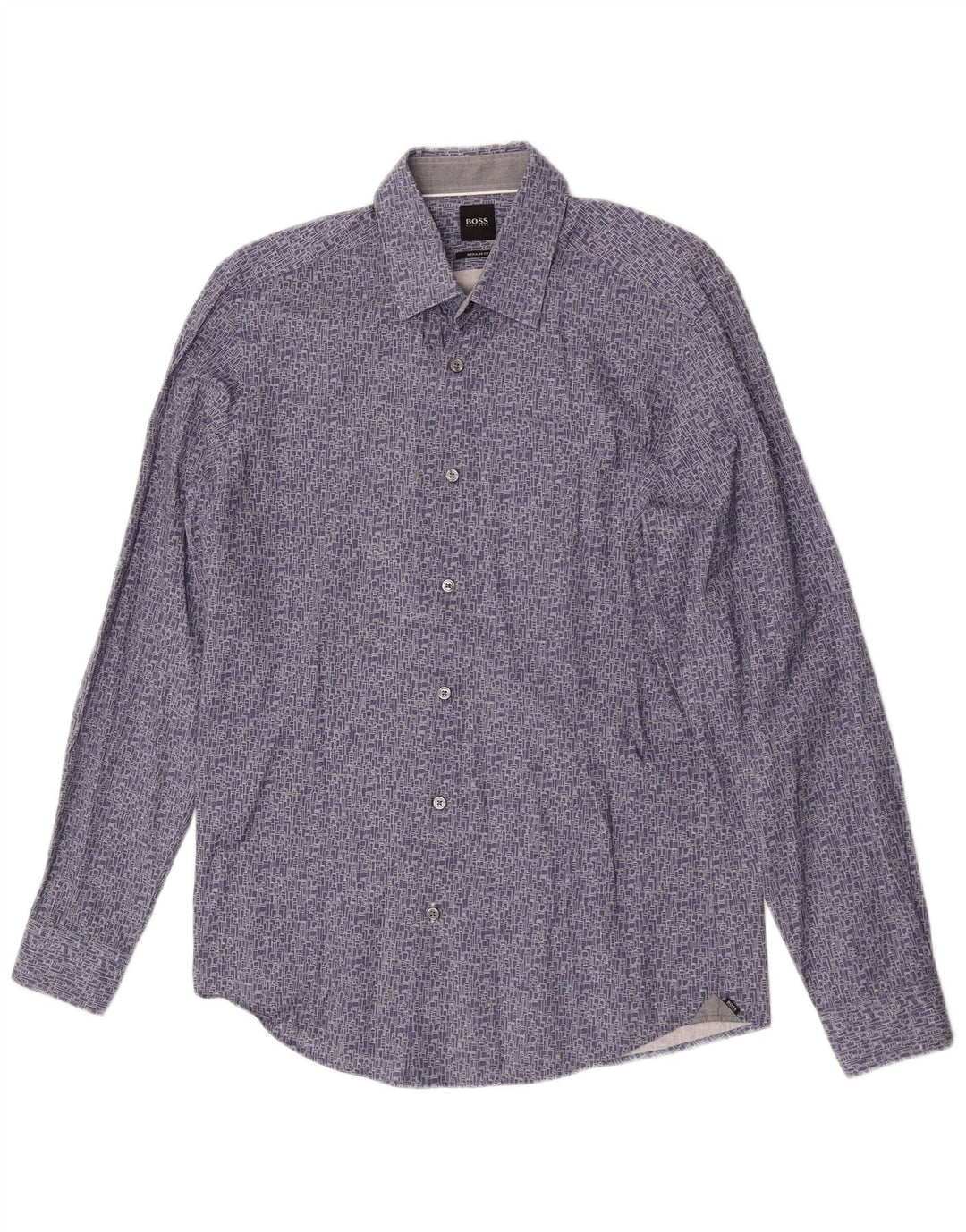 Camisas HUGO BOSS Hombre | Camisa regular fit de algodón geométrico azul medio