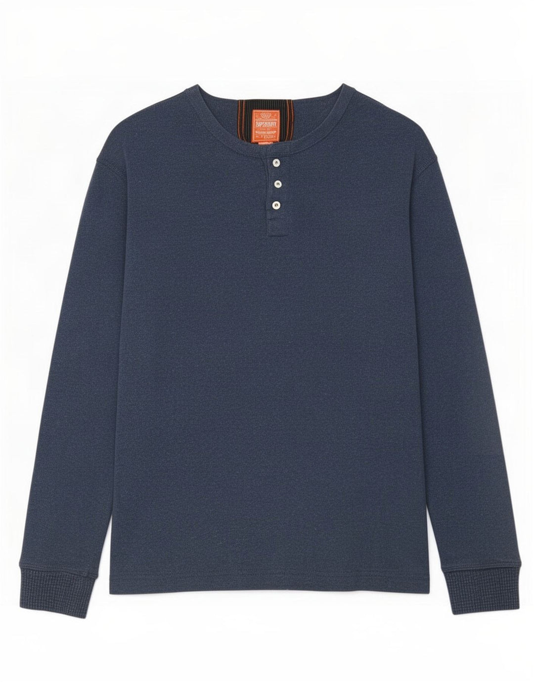 Superdry Hombre Top Manga Larga Algodón Azul Marino Medio