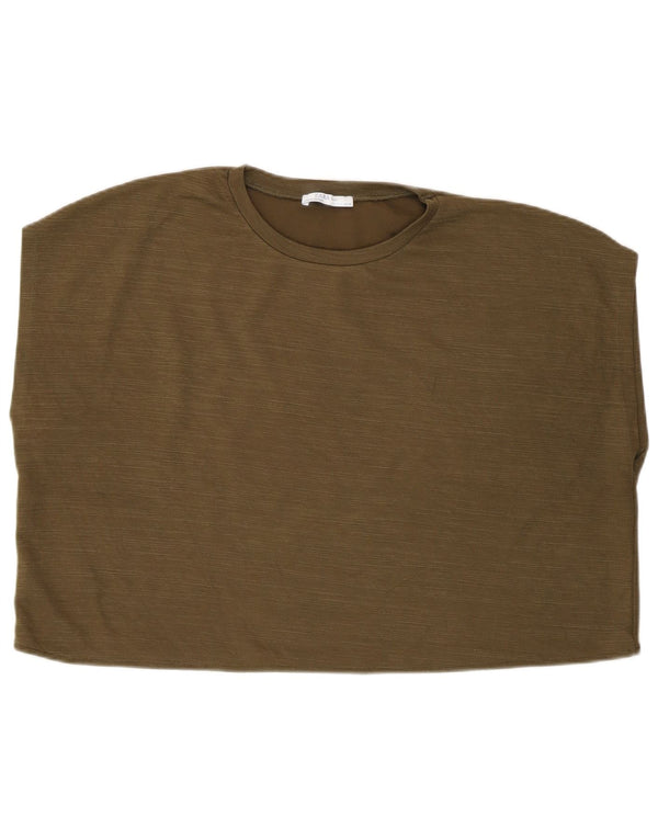 Zara Top corto extragrande sin mangas para mujer UK 44 Poliéster caqui medio