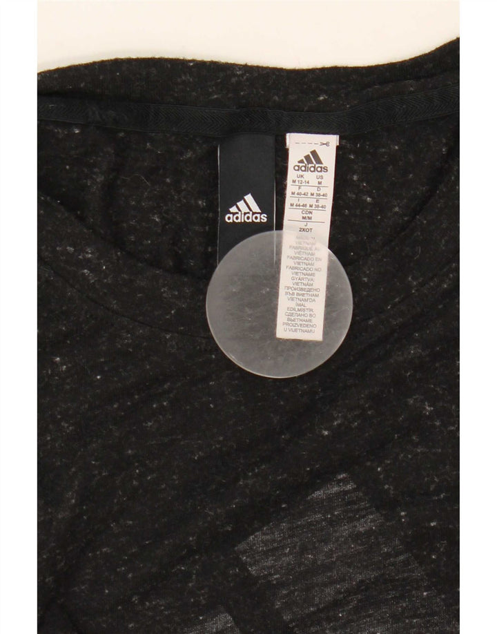 Adidas Mujer Gráfico Chaleco Top Reino Unido 12/14 Mediano Negro Moteado