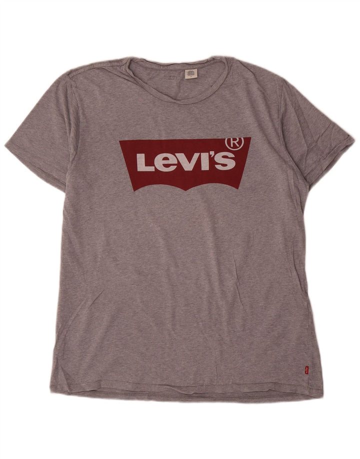 Levi's Camiseta gráfica para hombre Top grande de algodón gris