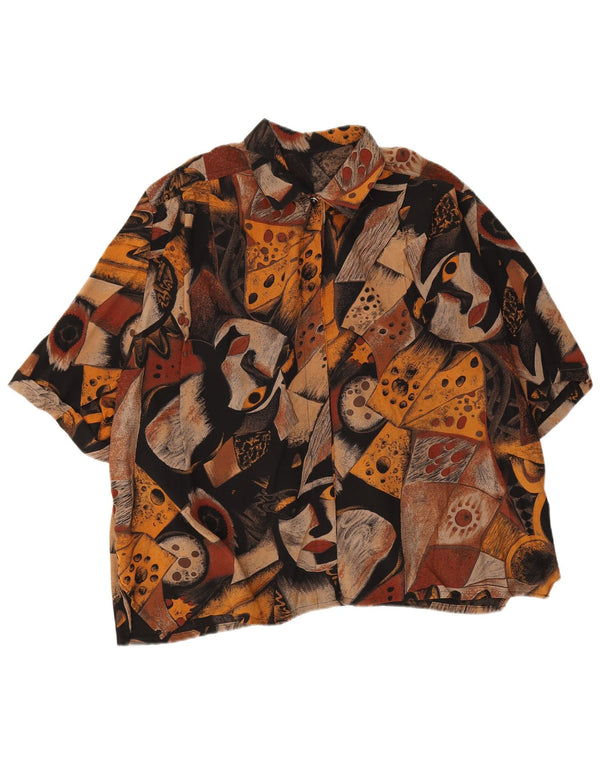 Vintage mujer patrón abstracto camisa blusa Reino Unido 20 2XL multicolor