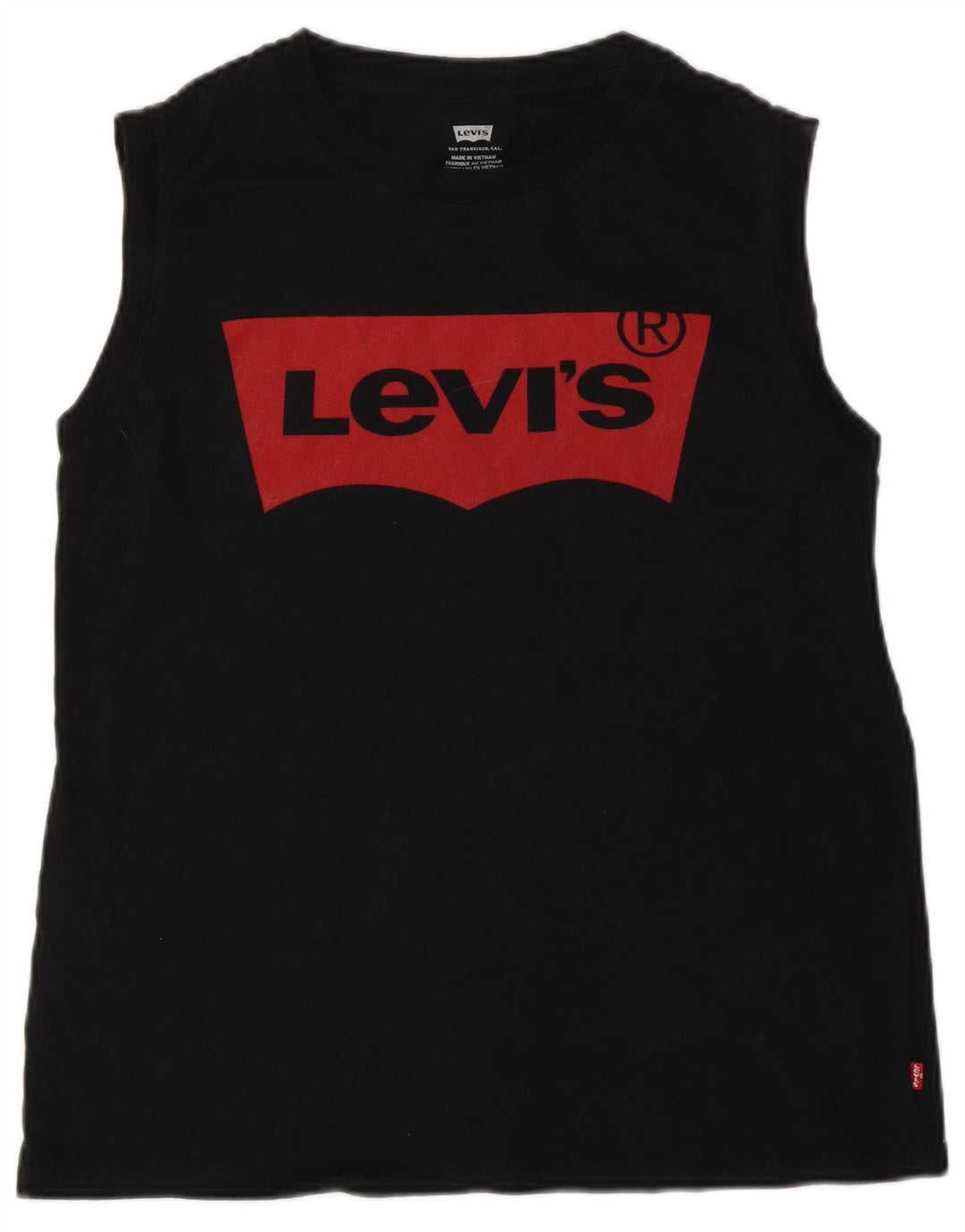LEVI'S Top sin mangas gráfico para mujer UK 10 Small Black