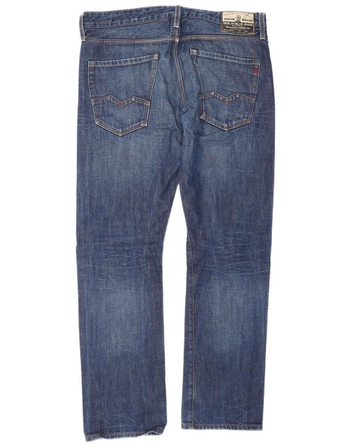 Vaqueros rectos para hombre Replay W34 L32 Algodón azul
