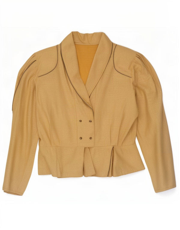 Vintage mujer Blazer chaqueta Reino Unido 14 medio beige animal print