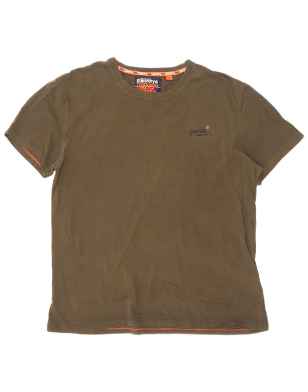 Superdry Hombre Camiseta Top XL Caqui Algodón