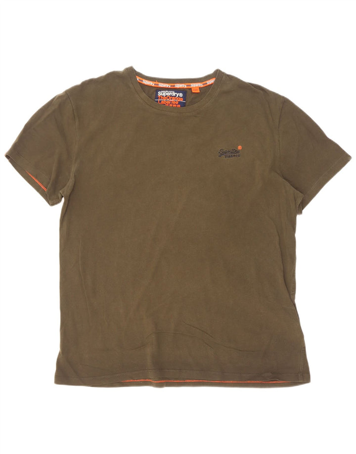 Superdry Hombre Camiseta Top XL Caqui Algodón