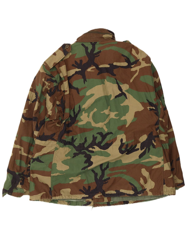 Vintage hombres chaqueta militar Reino Unido 42 XL verde camuflaje algodón