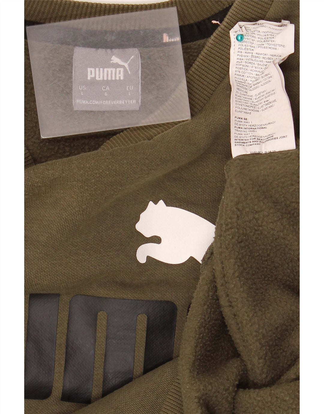 PUMA Sudadera con gráfico para hombre Jumper Large Khaki Cotton