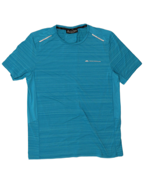 Monterrain Camiseta gráfica para hombre Top poliéster a rayas azul medio