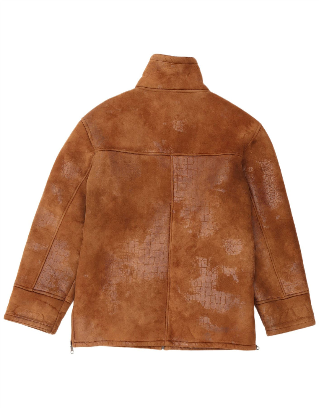 Chaqueta de piel de oveja vintage para hombre IT 48 Marrón medio