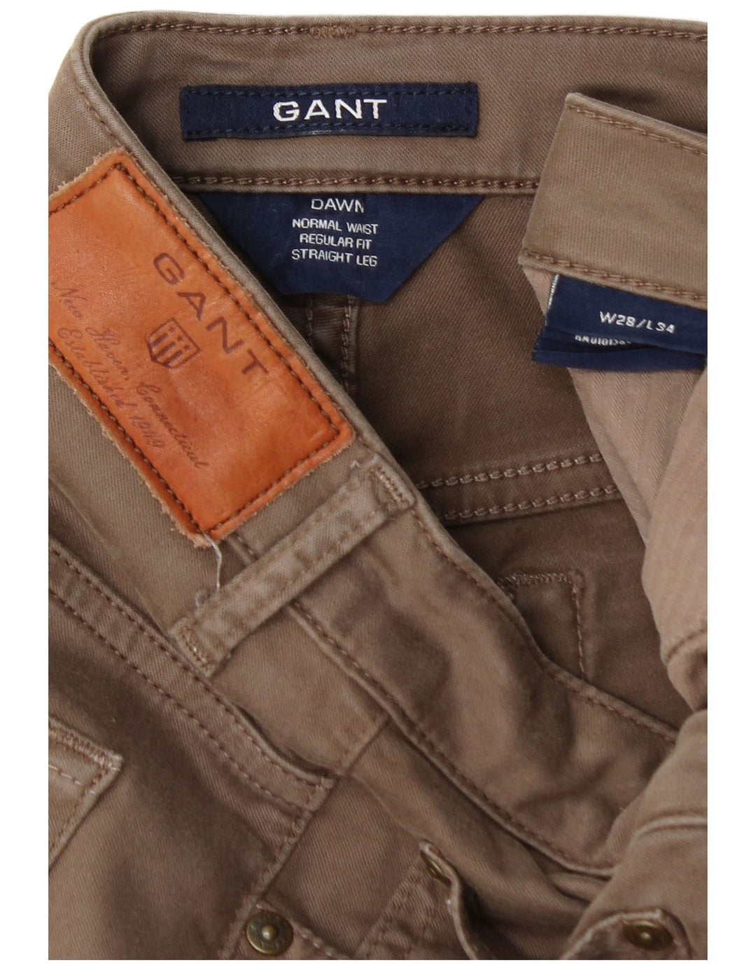 GANT Pantalón Chino Dawn Straight Regular Fit para Mujer W28 L29 Algodón Marrón