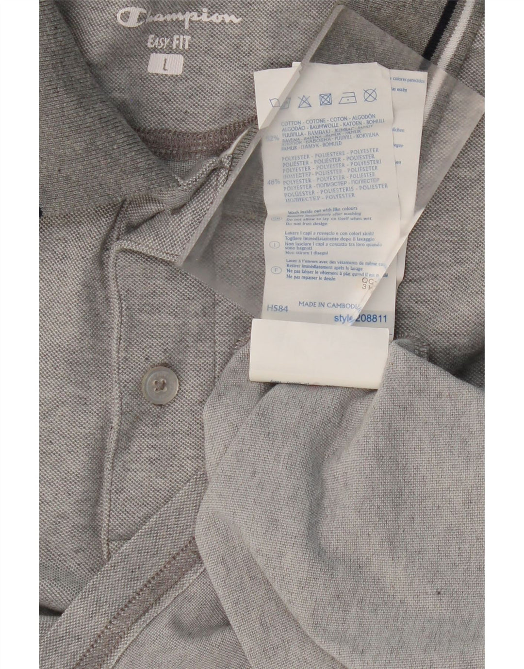 CHAMPION Mens Easy Fit Polo Shirt Large Grey Cotton Vintage Champion and Second-Hand Champion from Messina Hembry 