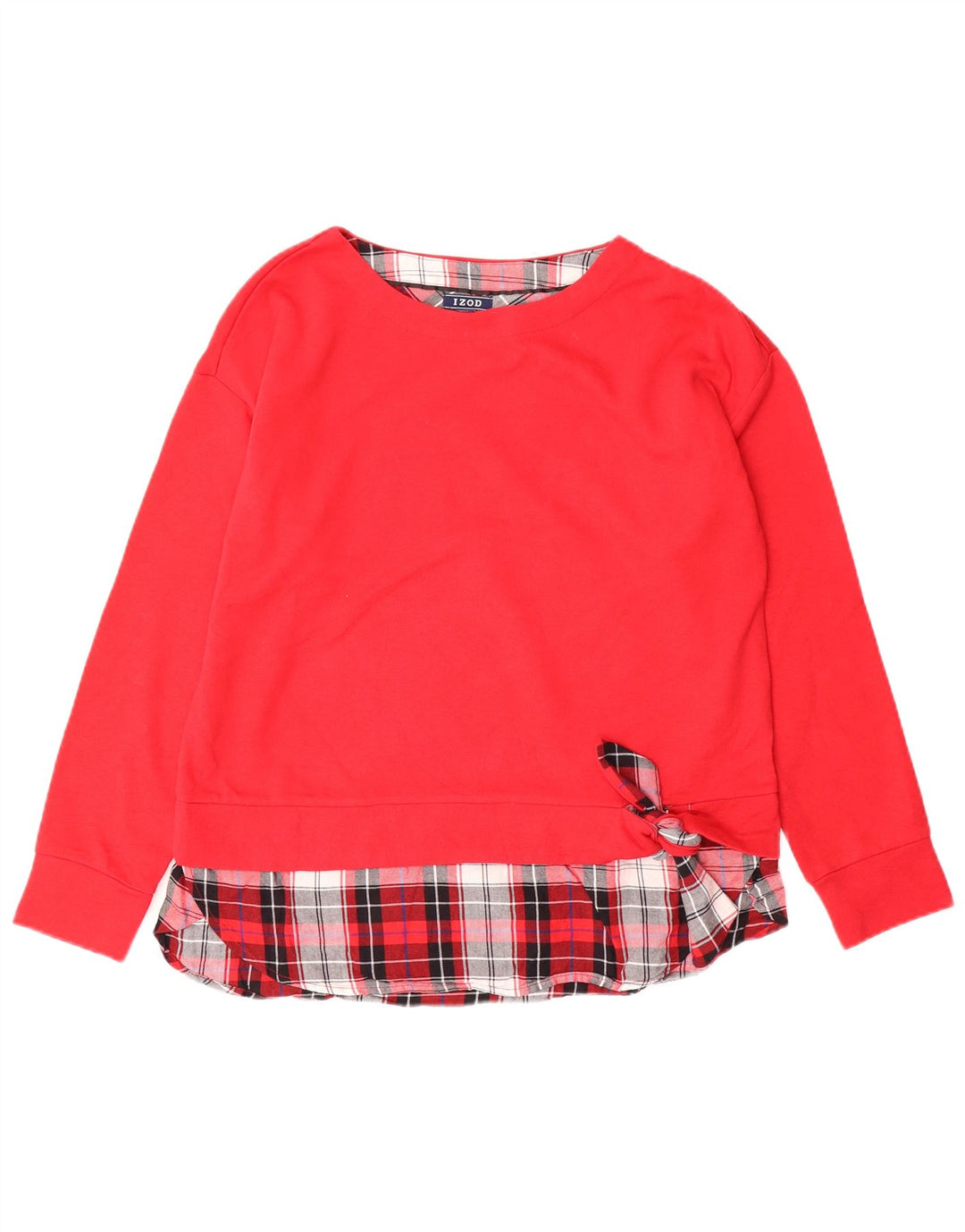 IZOD Sudadera para mujer Jumper UK 12 Medium Red Check Cotton