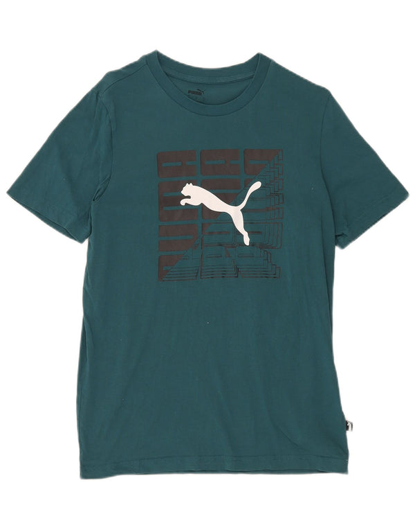 Puma - Camiseta gráfica para hombre, talla pequeña, algodón verde