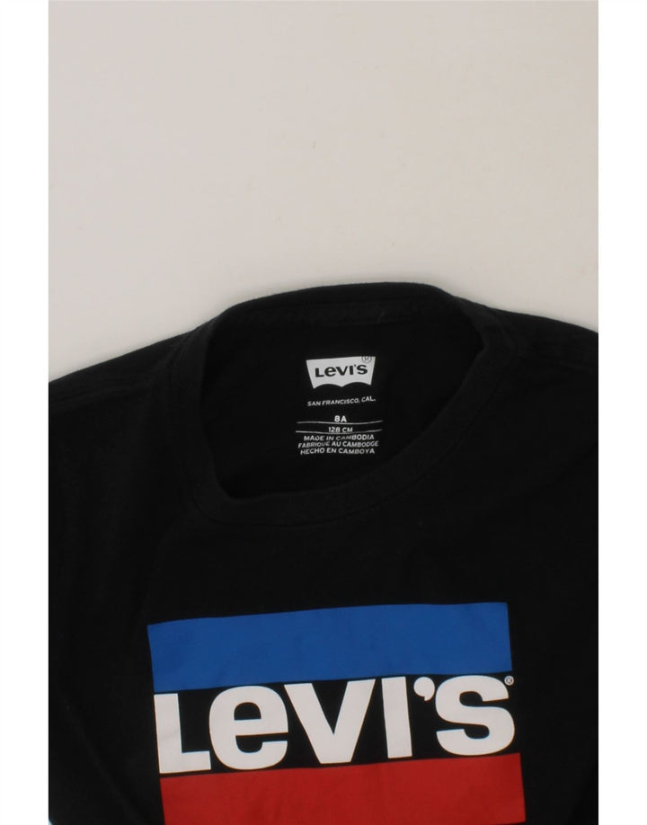 LEVI'S Boys Graphic T-Shirt Top 7-8 Years Black Vintage Levi's and Second-Hand Levi's from Messina Hembry 