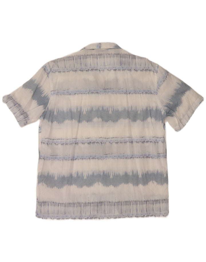 ZARA Hombre Camisa Manga Corta XL Algodón Rayas Azul