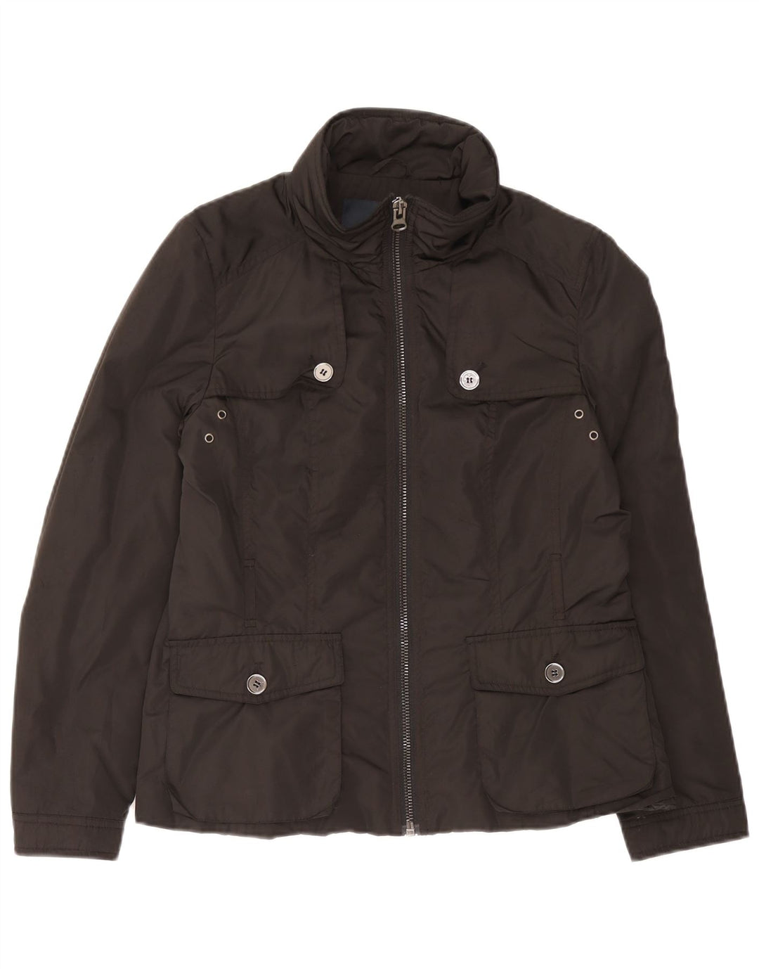 Zara Mujer Chaqueta Utilitaria UK 46 Grande Poliéster Negro