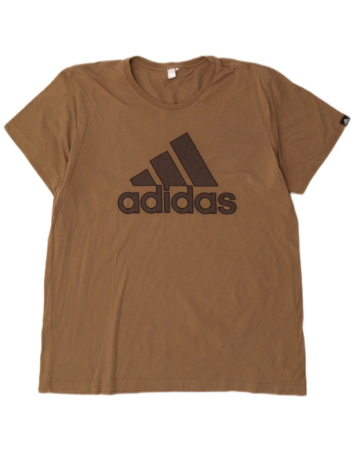 Adidas - Camiseta gráfica para hombre, talla grande, color marrón