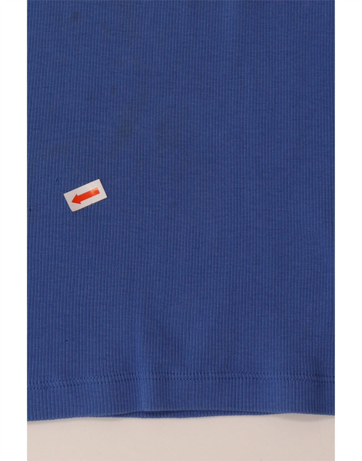 RALPH LAUREN Top para mujer manga 3/4 UK 12 Algodón azul medio