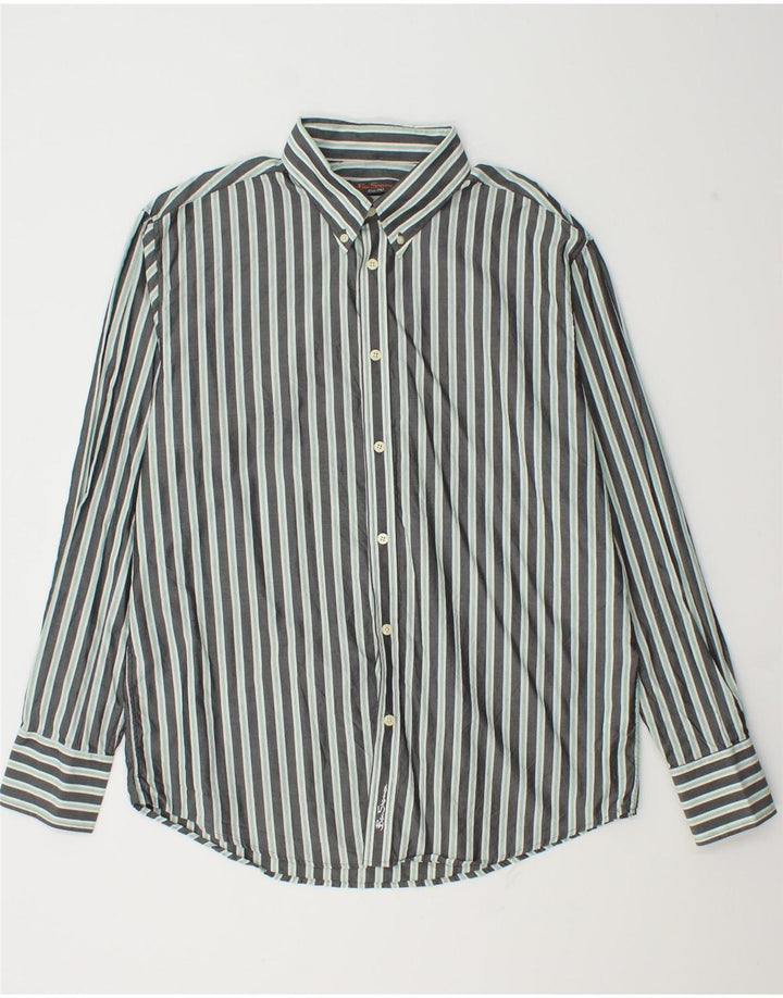 Ben Sherman Camisa Hombre XL Algodón Rayas Gris