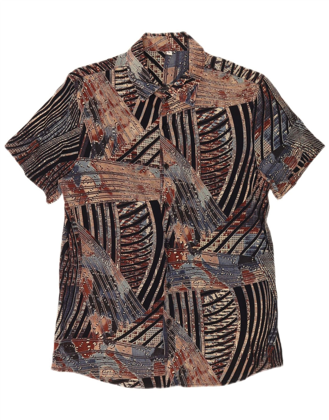 VINTAGE Camisa de manga corta para hombre Pequeña rayas multicolores