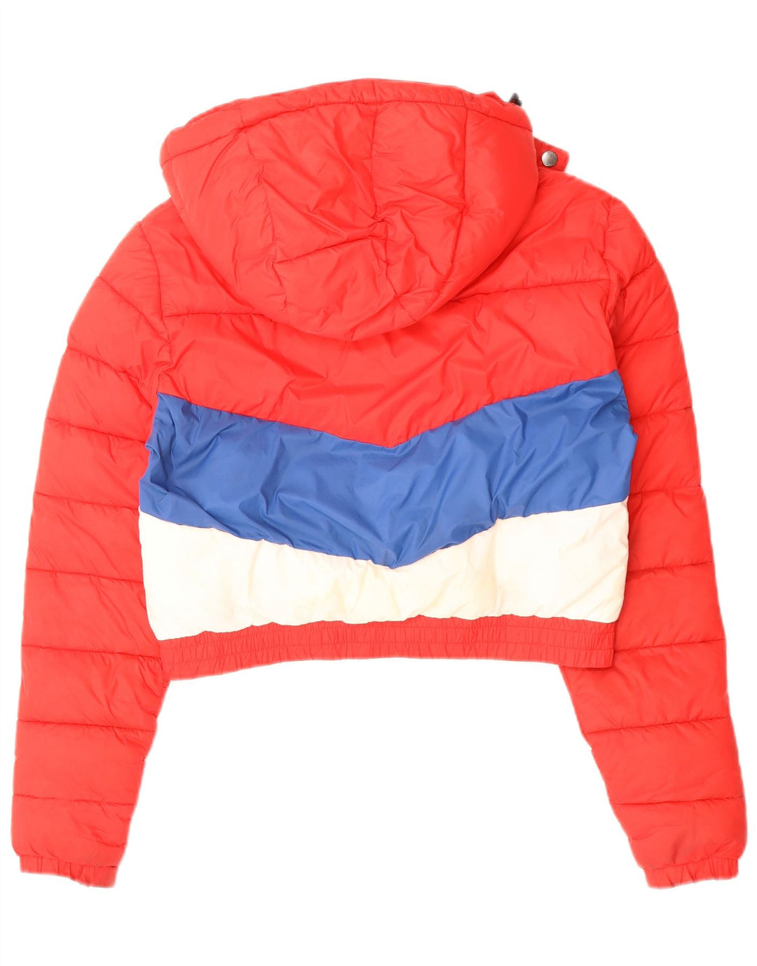 SUPERDRY Chaqueta corta acolchada con capucha para mujer UK 40 Small Red Colourblock