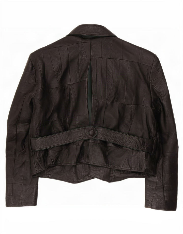 Vintage mujer 2 botones cuero Blazer chaqueta Reino Unido 10 pequeño negro