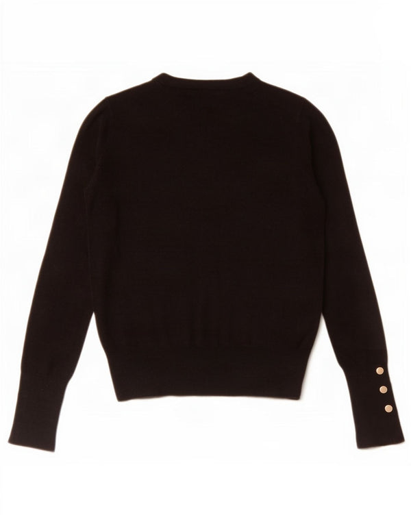 Zara Mujer Crop Crew Neck Jumper Sweater UK 10 Small Negro