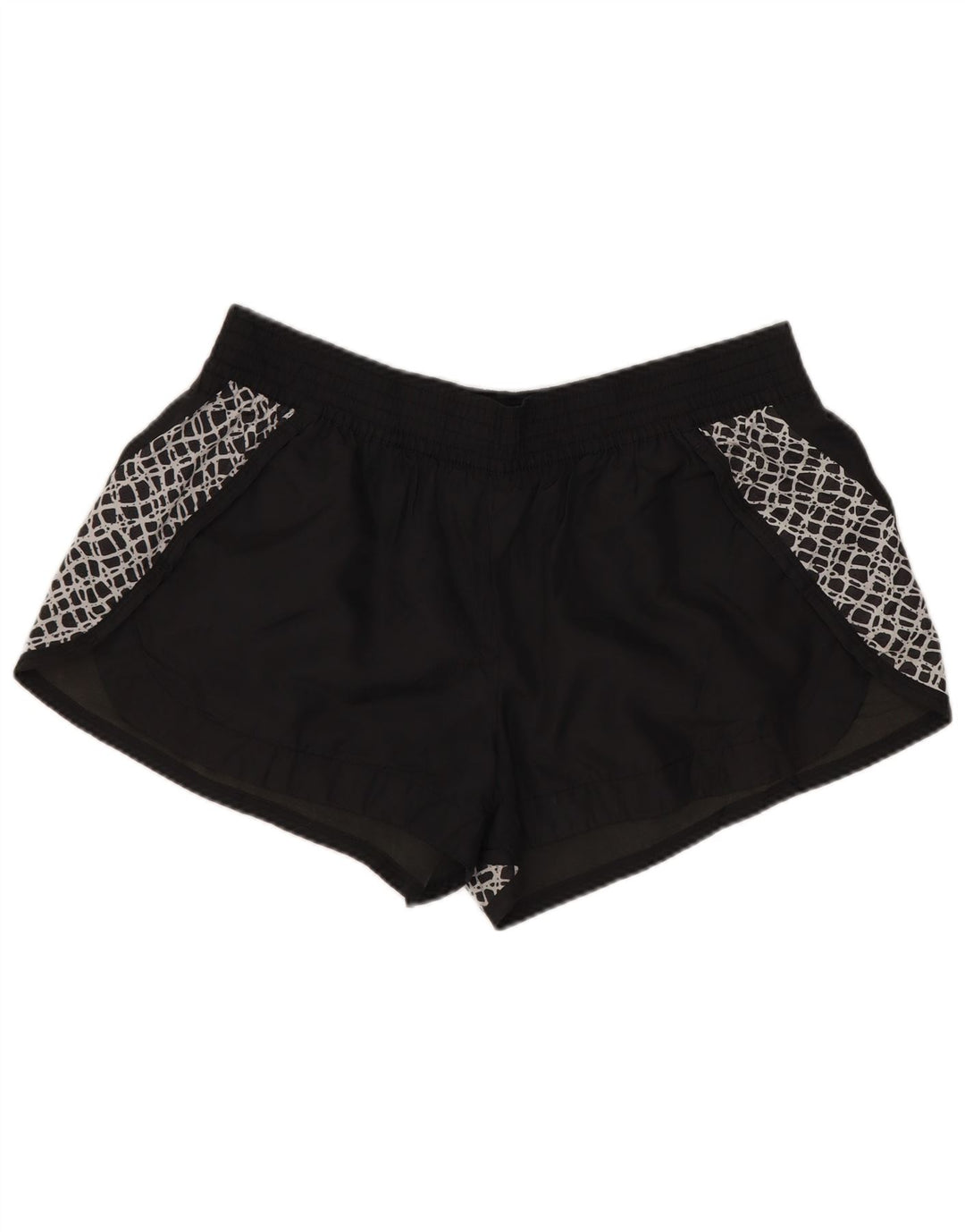 NIKE Pantalones cortos deportivos para mujer UK 44 Grande Negro Geométrico Poliéster