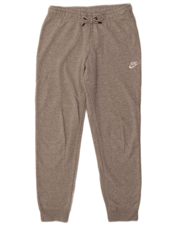 NIKE Womens Tracksuit Trousers Joggers UK 14 Medium Grey Cotton