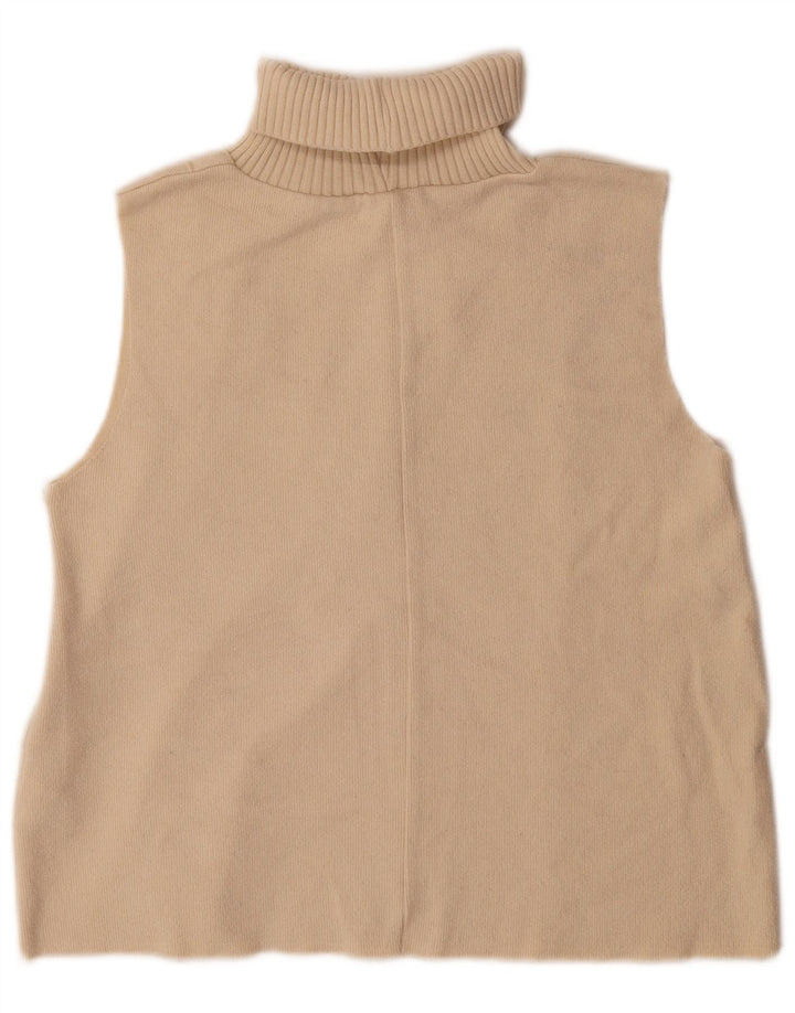 Zara Mujer Chaleco Tank Top UK 10 Small Beige Poliéster