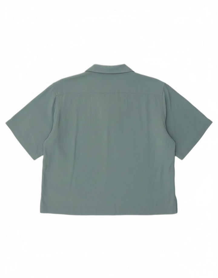 Tommy Bahama Camisa de manga corta para mujer UK 12 Medium Turquesa Herringbone