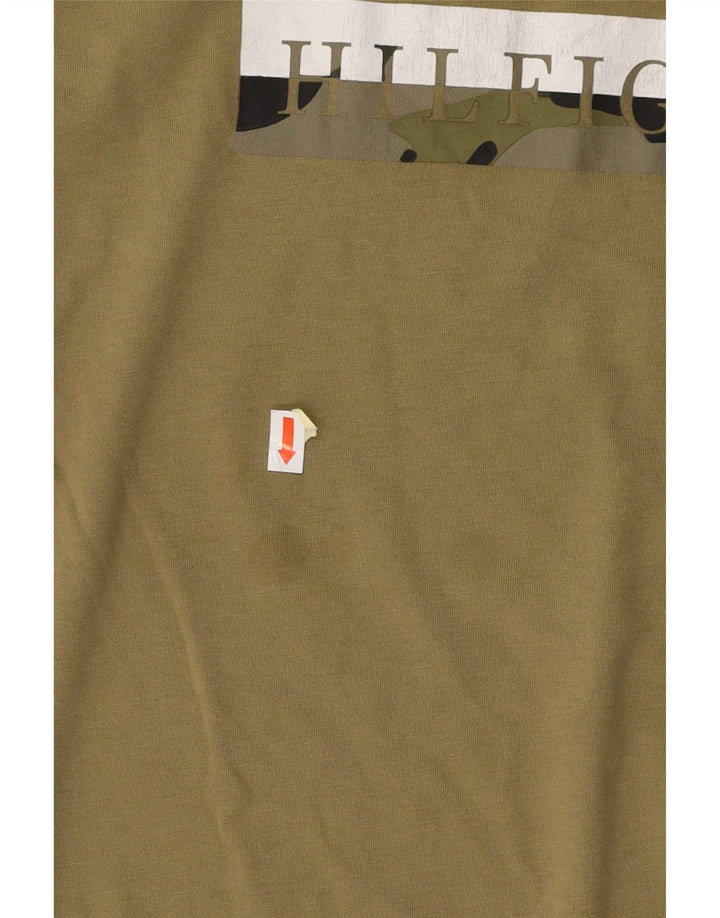 TOMMY HILFIGER Camiseta gráfica para hombre Top Medium Khaki Cotton