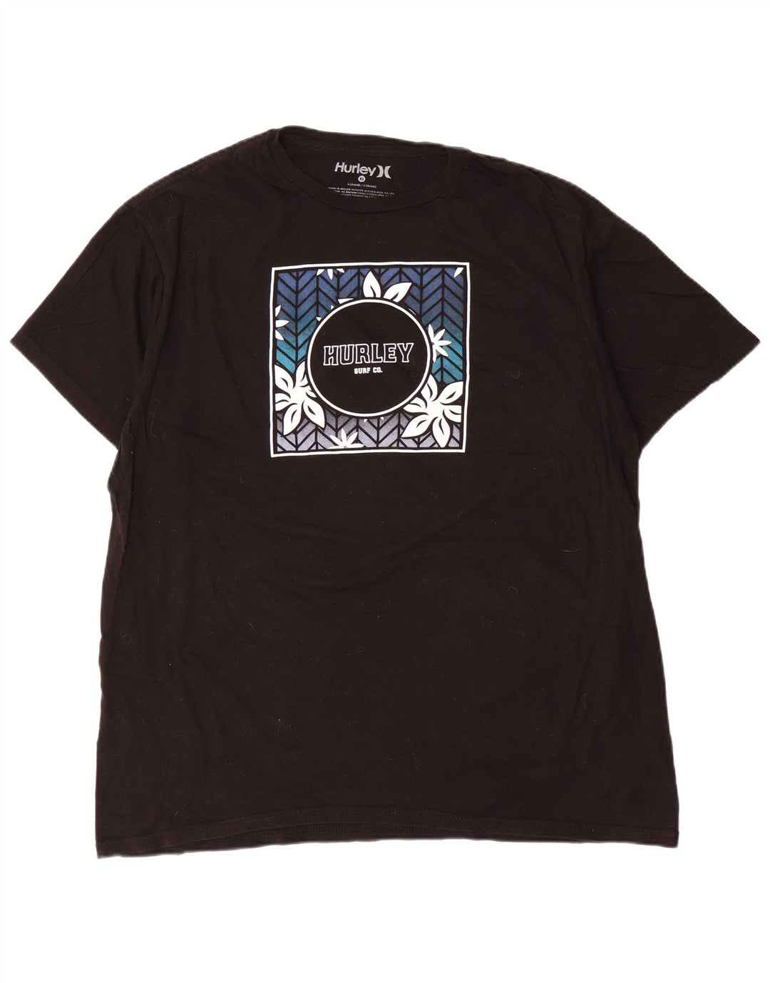 Hurley Hombre Camiseta Gráfica Top XL Negro