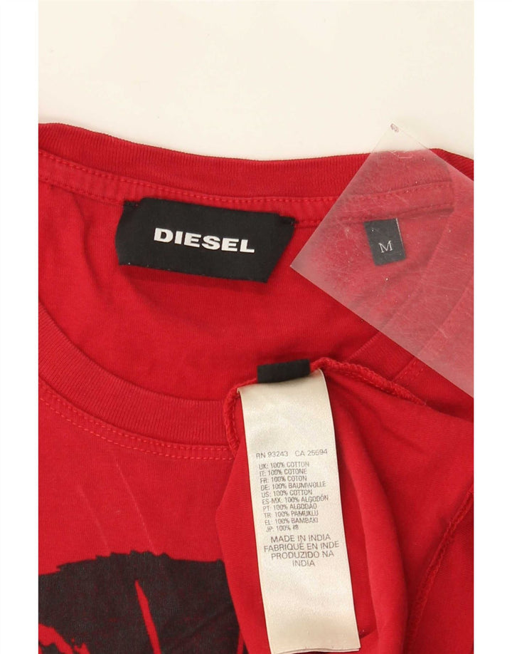 Diesel Hombre Camiseta Gráfica Top Medio Algodón Rojo