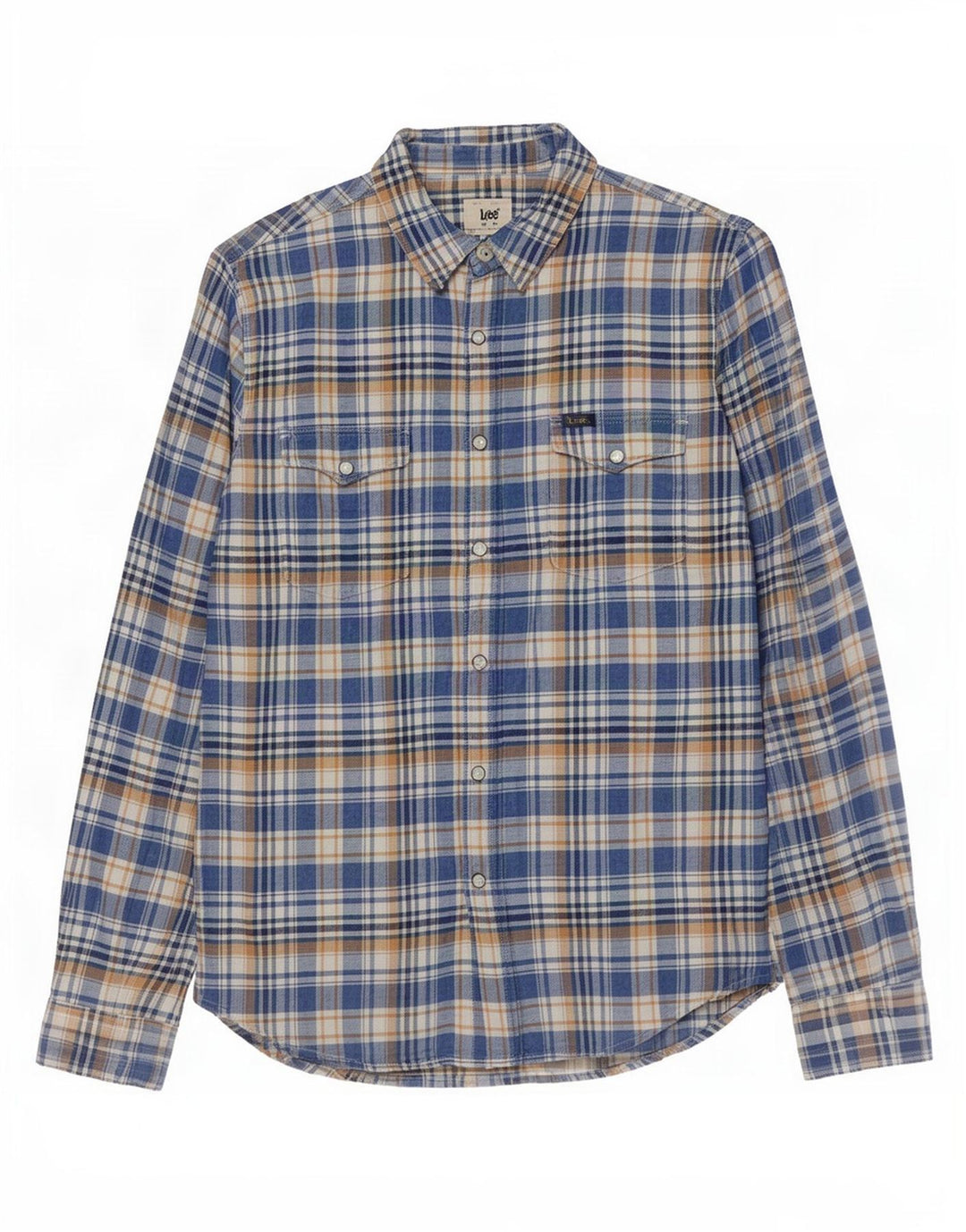 Camisa De Franela De Algodón A Cuadros Azul Medio Lee Hombre