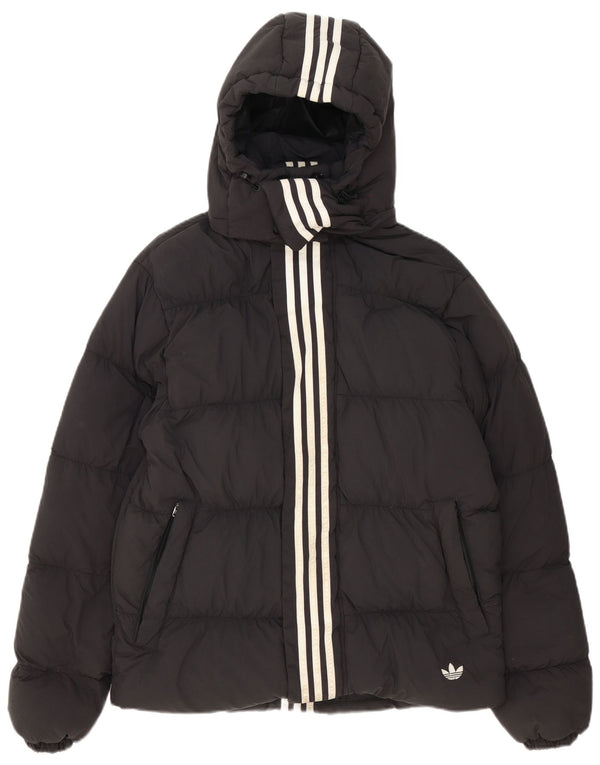 Adidas Chaqueta acolchada holgada con capucha para hombre UK 36 Small Black Colourblock