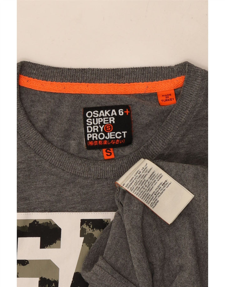 SUPERDRY Camiseta estampada Osaka para hombre Top pequeño de algodón moteado gris